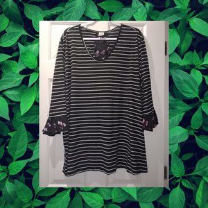 Terra & Sky Long Sleeve Tunic with Faux Corset Back Detail